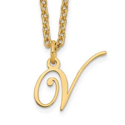 Gold-Plated Letter V Initial Necklace Sterling Silver XNA756GP/V, MPN: XNA756GP/V,