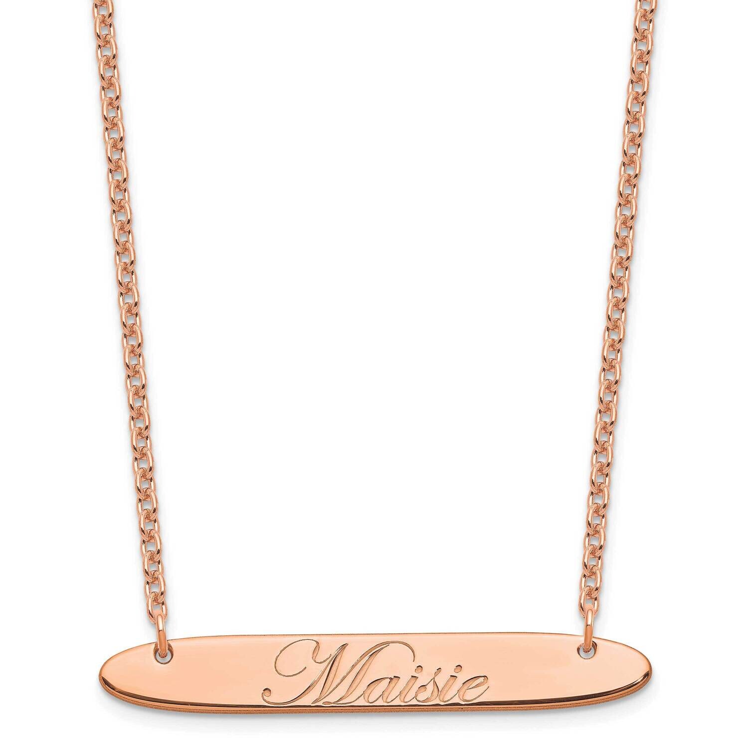 Rose-Plated Medium Polished Oblong Edwardian Script Bar Necklace Sterling Silver XNA1221RP, MPN: XN…