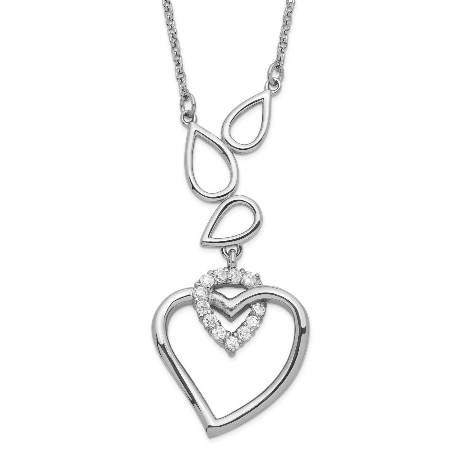 CZ Teardrops &amp; Heart 1 Inch Extension Necklace Stainless Steel SRN609-18 by Chisel, MPN: SRN609-18,…