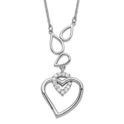 CZ Teardrops &amp; Heart 1 Inch Extension Necklace Stainless Steel SRN609-18 by Chisel, MPN: SRN609-18,…