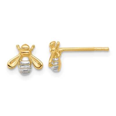 Polished Bee Post Earrings 14k Gold White Rhodium TF2369, MPN: TF2369, 196904100325