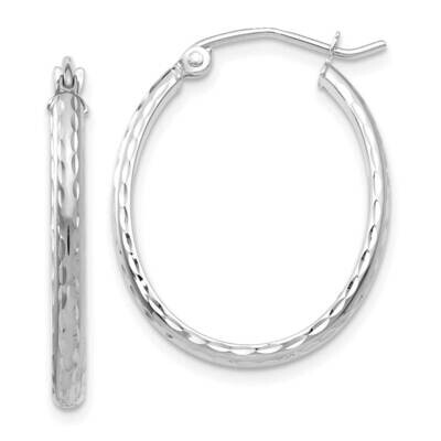 Lightweight Diamond-Cut Oval Hoop Earrings 14k White Gold TE512W, MPN: TE512W,
