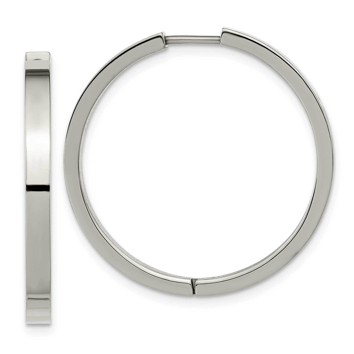 Chisel Polished 2.8mm Hinged Hoop Earrings Titanium TBE127 by Chisel, MPN: TBE127, 883957758886