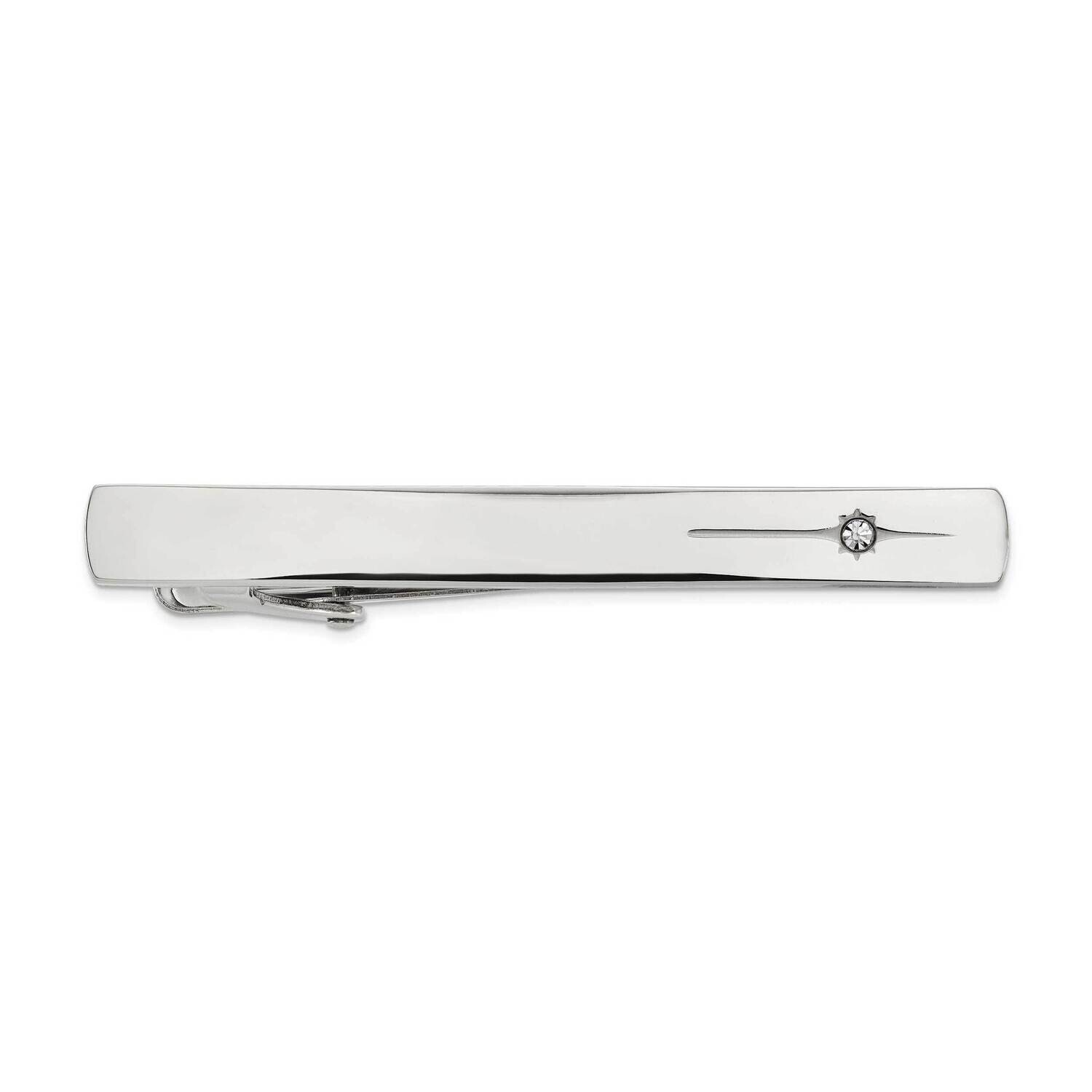 Chisel Polished Preciosa Crystal Tie Bar Stainless Steel SRT131
