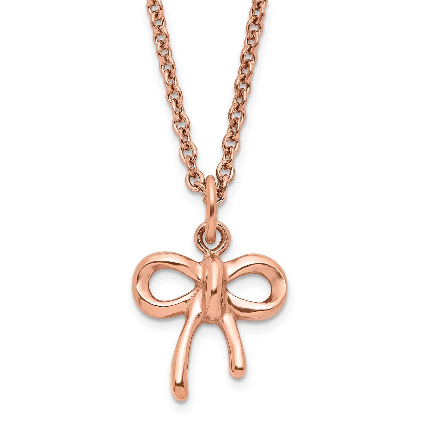 Pink Ip Plated Polished Bow 1.75 Inch Extender Necklace Stainless Steel SRN1452-16 by Chisel, MPN: …