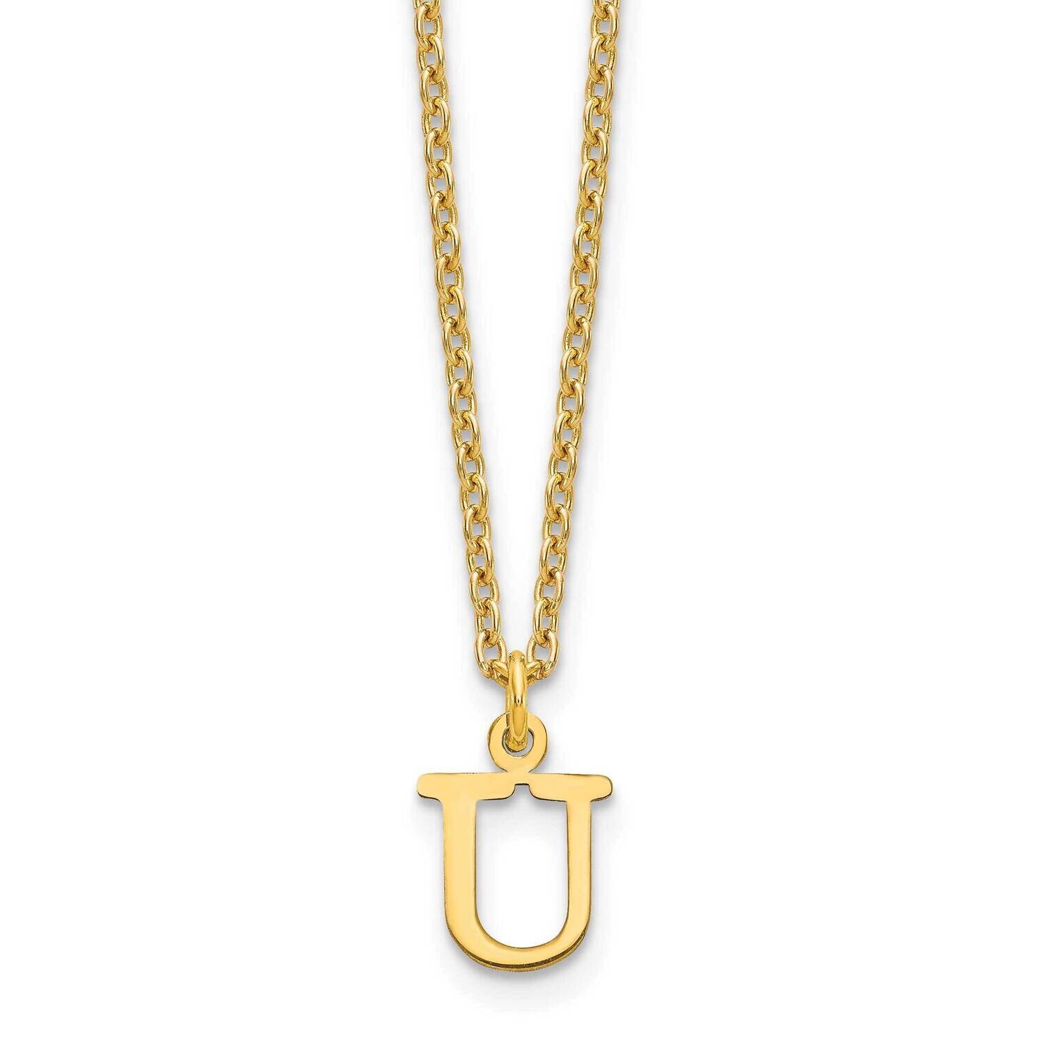 Gold-Plated Cutout Letter U Initial Necklace Sterling Silver XNA727GP/U, MPN: XNA727GP/U,