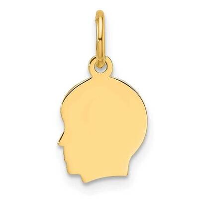 Plain Small .013 Gauge Facing Left Engravable Boy Head Charm 14k Gold XM665/13, MPN: XM665/13,