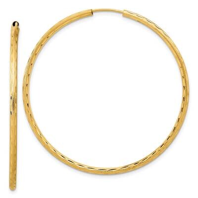 Satin Diamond-Cut 2.00mm Endless Hoop Earrings 14k Polished Gold TF2188, MPN: TF2188, 196904148877