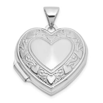 Polished Heart Border 18mm Love You Reversible Heart Locket 14k White Gold XL857W, MPN: XL857W,