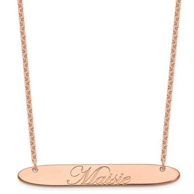 Rose-Plated Large Polished Oblong Edwardian Script Bar Necklace Sterling Silver XNA1226RP, MPN: XNA…