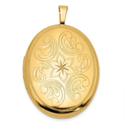 Floral Filigree 20mm Oval Locket 14k Polished Gold XL871, MPN: XL871,