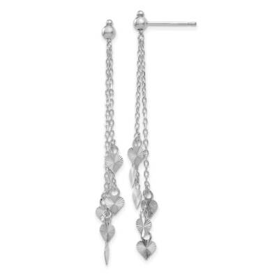 Diamond Cut Heart Post Dangle Earrings 14k White Gold TL461W, MPN: TL461W, 196904098974