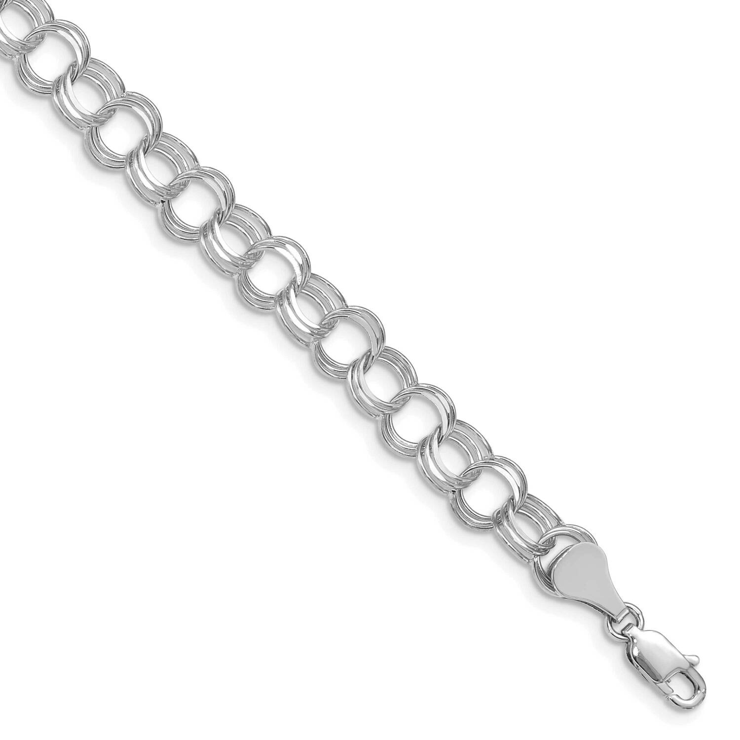 Triple Link Charm Bracelet 7 Inch 14k White Gold TO748W-7