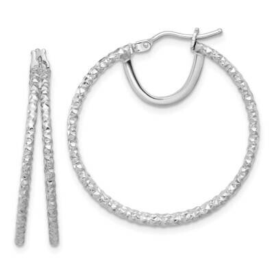 Polish Textured Double Circle Hoop Earrings 14k White Gold TF2267W, MPN: TF2267W,