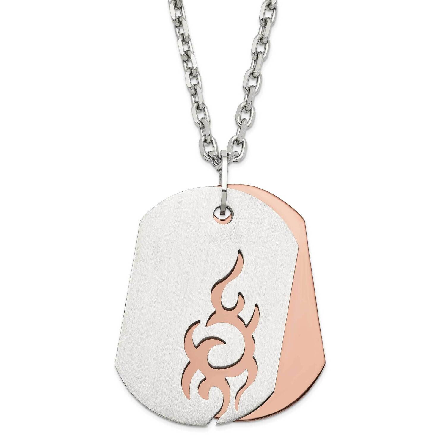 Brushed &amp; Polished Brown Ip-Plated Dog Tags Necklace Stainless Steel SRN341-22 by Chisel, MPN: SRN3…