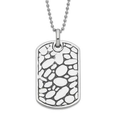 Black Enamel Pebble Dog Tag Necklace Stainless Steel SRN449-24 by Chisel, MPN: SRN449-24, 886774040…
