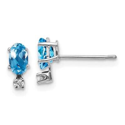 Diamond Blue Topaz Birthstone Earrings 14k White Gold XBE191W, MPN: XBE191W,