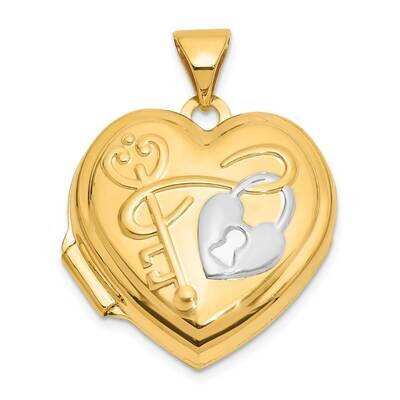 18mm Key To My Heart Reversible Heart Locket 14k Gold White Rhodium  XL859, MPN: XL859, 196904099643