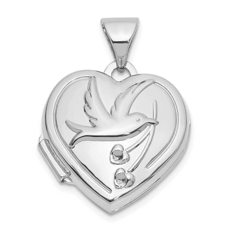 15mm Dove Together Forever Reversible Heart Locket 14k White Gold XL852W
