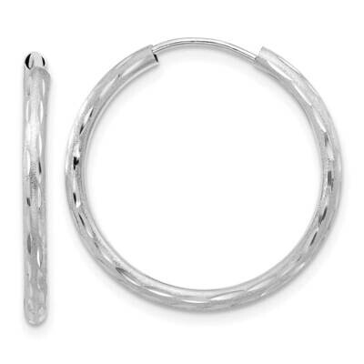 Polished Satin Diamond-Cut 2.00mm Endless Hoop Earrings 14k White Gold TF2191W, MPN: TF2191W,