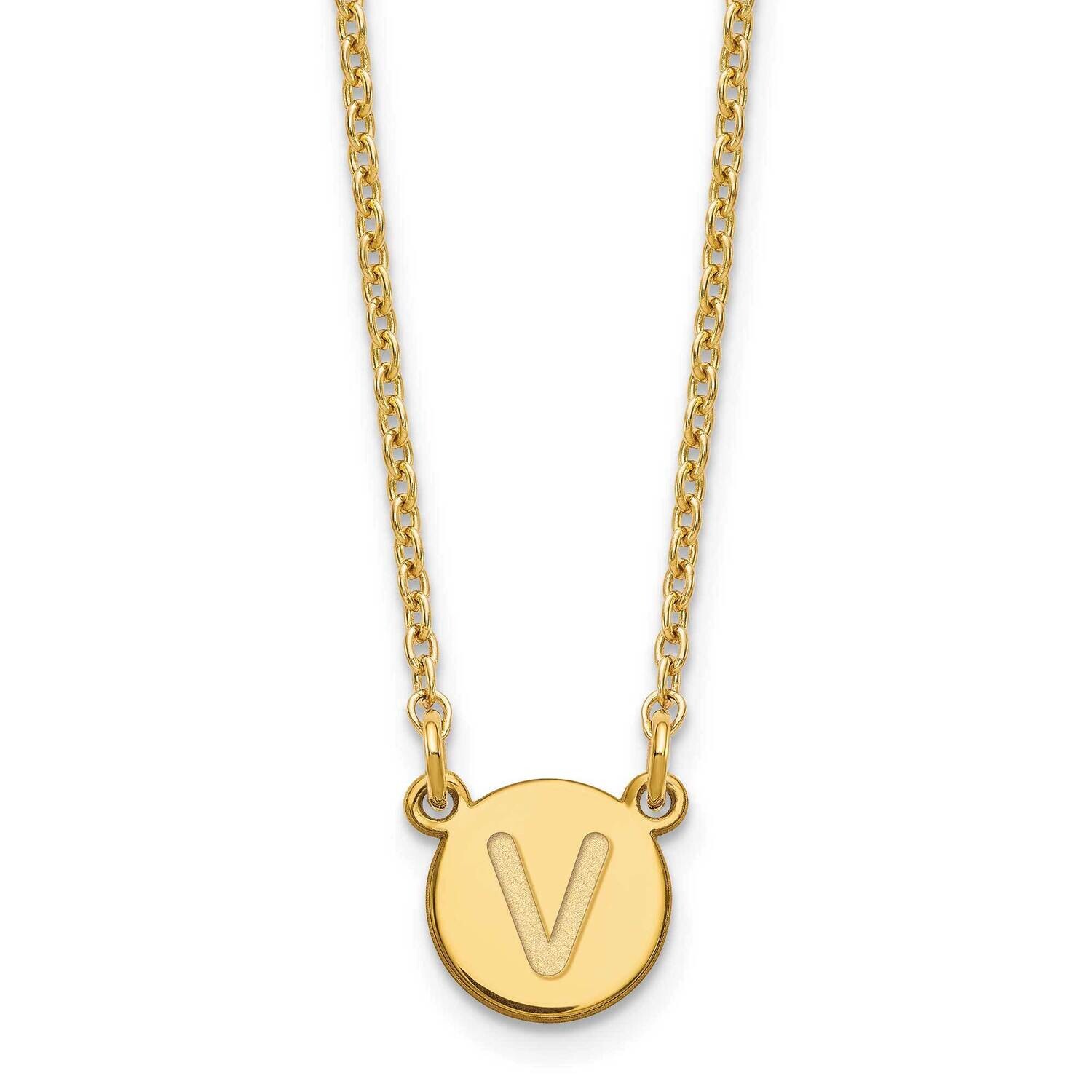 Gold-Plated Tiny Circle Block Letter V Initial Necklace Sterling Silver XNA722GP/V, MPN: XNA722GP/V,