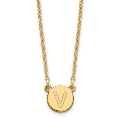 Gold-Plated Tiny Circle Block Letter V Initial Necklace Sterling Silver XNA722GP/V, MPN: XNA722GP/V,