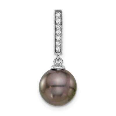 10-11mm Black Tahitian Pearl .07Ct Diamond Dangle Chain Slide 27 Inch 14k White Gold XF813, MPN: XF…