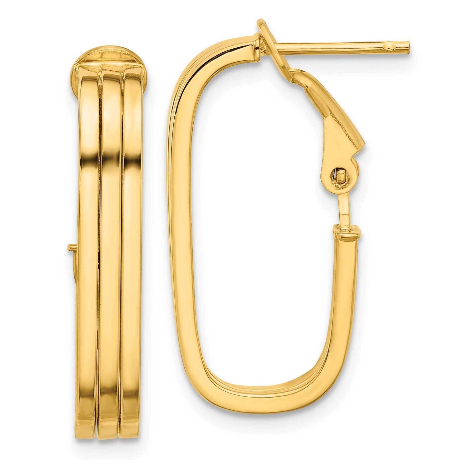 Oval Omega Back Hoop Earrings 14k Polished Gold TF2193, MPN: TF2193, 196904149454