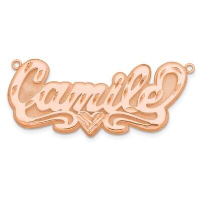 Rose-Plated 3D Diamond-Cut Heart Name Plate Sterling Silver XNA238RP, MPN: XNA238RP,