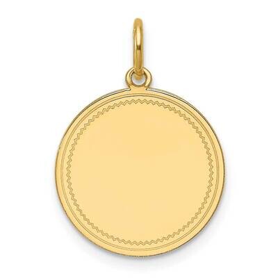 Plain .035 Gauge Engravable Round Disc Charm 14k Gold XM680/35, MPN: XM680/35,