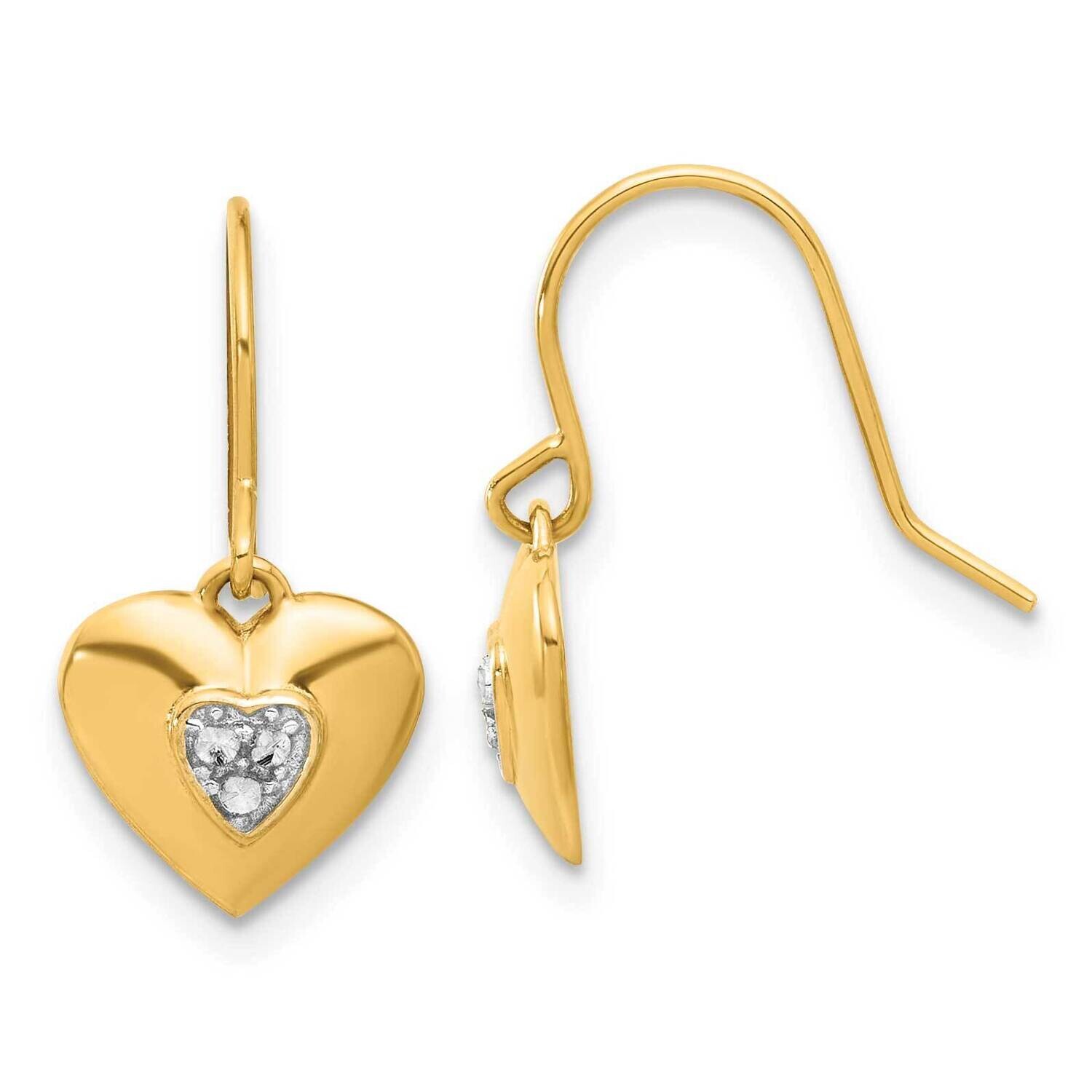 Diamond-Cut Heart Dangle Earrings 14k Gold White Rhodium  TF2361, MPN: TF2361,