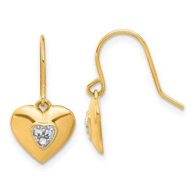 Diamond-Cut Heart Dangle Earrings 14k Gold White Rhodium  TF2361, MPN: TF2361,