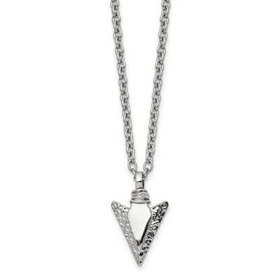 Chisel Brushed Polished Arrowhead Pendant On A 19.5 Inch .75 Inch Extension Cable Chain Necklace St…