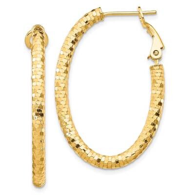 3mm Medium Diamond-Cut Oval Omega Back Hoop Earrings 14k Gold TF1707, MPN: TF1707, 191101974090