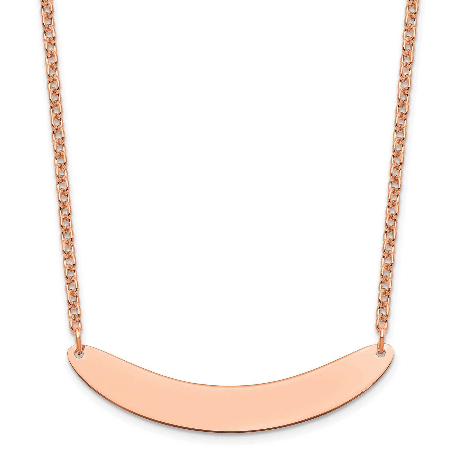 Rose-Plated Medium Polished Curved Blank Bar Necklace Sterling Silver XNA1206RP, MPN: XNA1206RP,