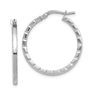 Large Striped Edge Hoop Earrings 14k White Gold TF1942W, MPN: TF1942W, 191101975301