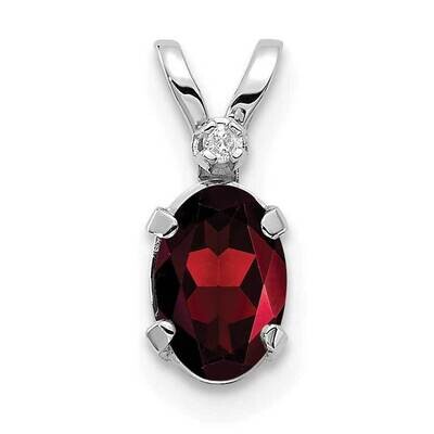Diamond Garnet Birthstone Pendant 14k White Gold XBE156W, MPN: XBE156W,