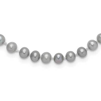 5-6mm Near Round Grey Fwc Pearl 18 Inch Necklace 14k Gold XF816-18, MPN: XF816-18,