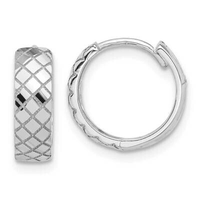 Polished Etched Hinged Hoop Earrings 14k White Gold TF2296W, MPN: TF2296W, 196904098998