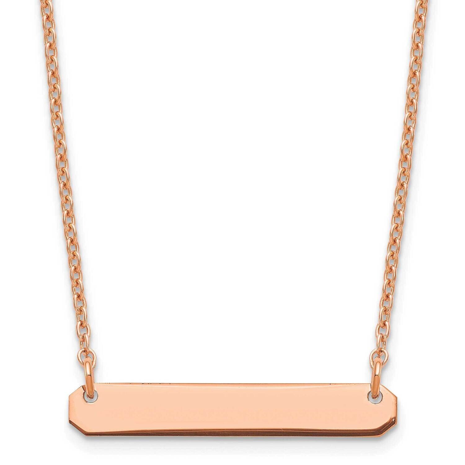 Rose-Plated Small Polished Blank Bar Necklace Sterling Silver XNA1198RP, MPN: XNA1198RP,