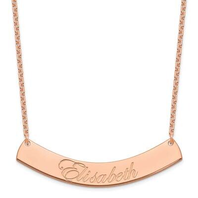 Rose-Plated Large Polished Curved Edwardian Script Bar Necklace Sterling Silver XNA1227RP, MPN: XNA…