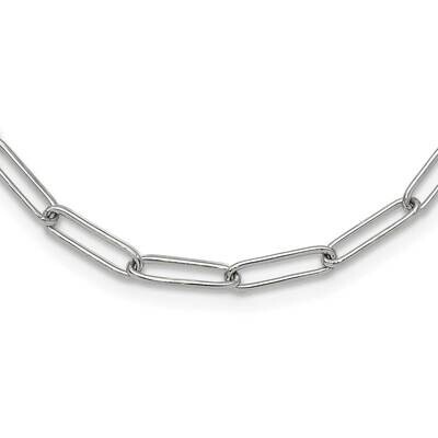 Chisel Polished Elongated Open Link Paperclip 15 Inch Necklace 2 Inch Extension Stainless Steel SRN…