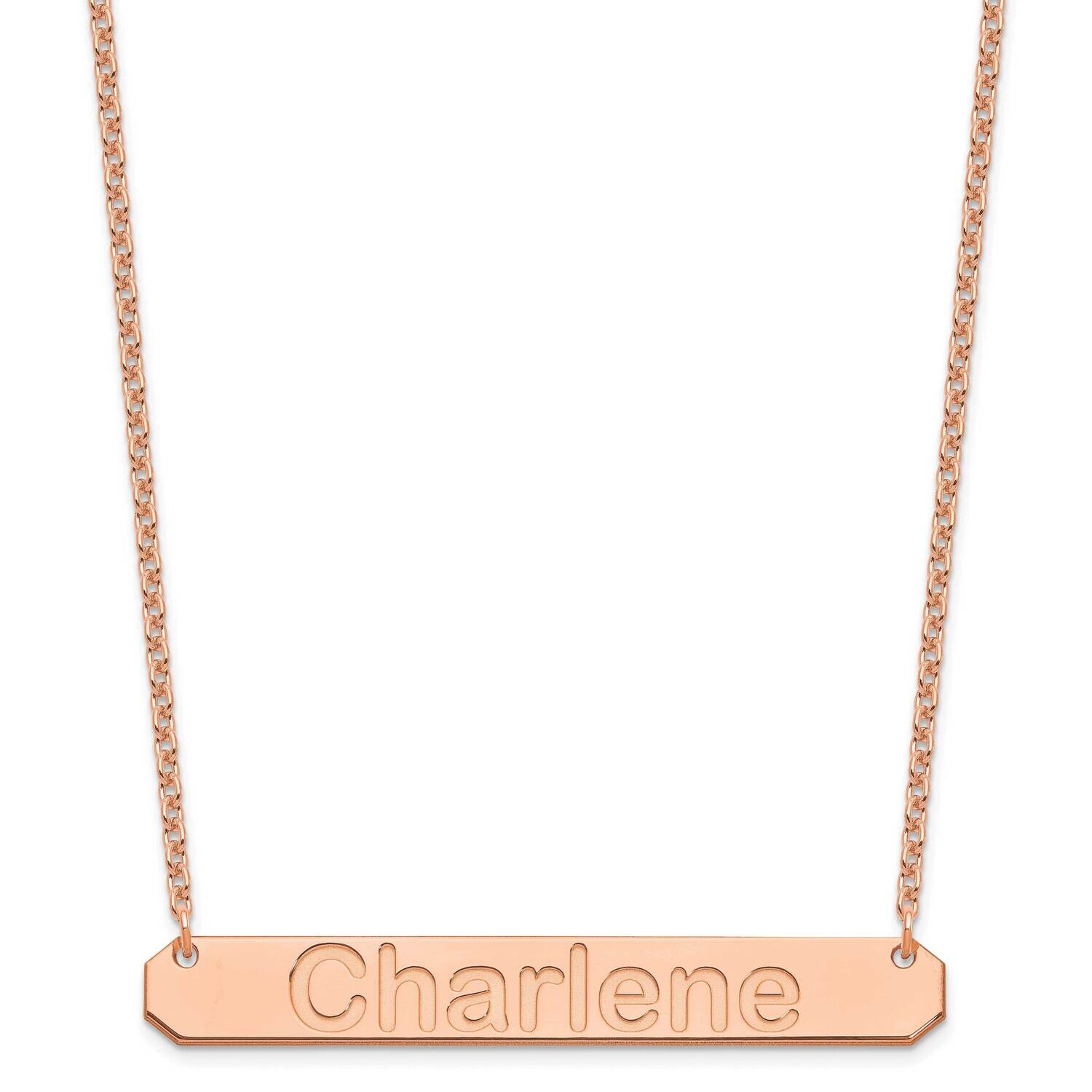 Rose-Plated Large Polished Arial Rounded Bar Necklace Sterling Silver XNA1242RP, MPN: XNA1242RP,