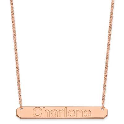 Rose-Plated Large Polished Arial Rounded Bar Necklace Sterling Silver XNA1242RP, MPN: XNA1242RP,