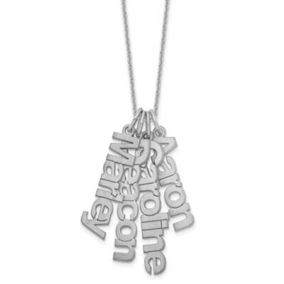 Brushed 4 Name Charm Necklace 14k White Gold XNA650/4W, MPN: XNA650/4W,