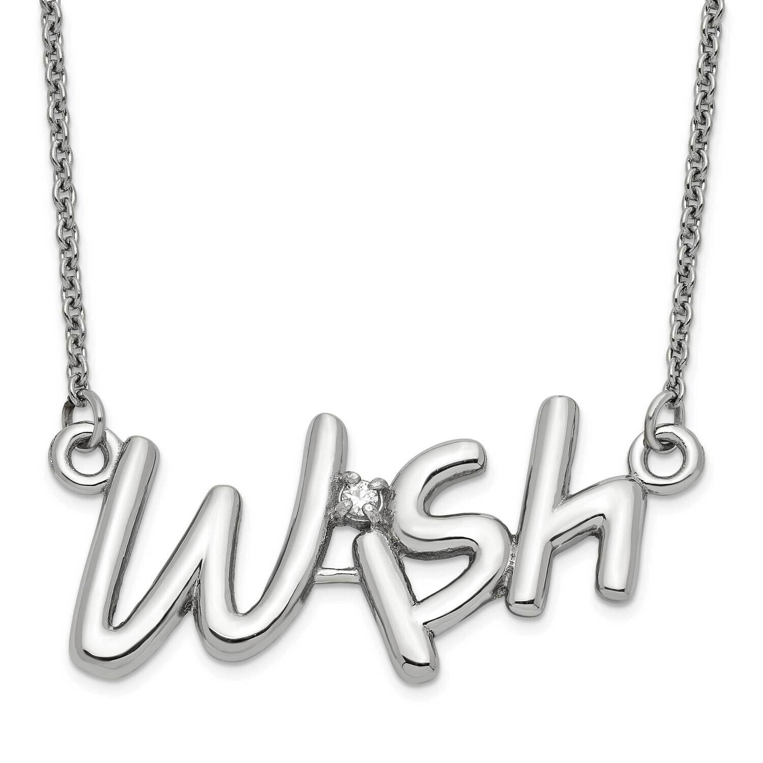 Polished CZ Wish Necklace Stainless Steel SRN1418-19.5 by Chisel, MPN: SRN1418-19.5, 886774261843