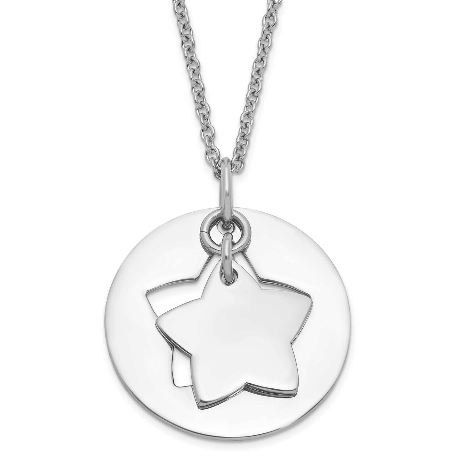 Polished Star &amp; Star Cutout Necklace Stainless Steel SRN632-18 by Chisel, MPN: SRN632-18, 886774041…