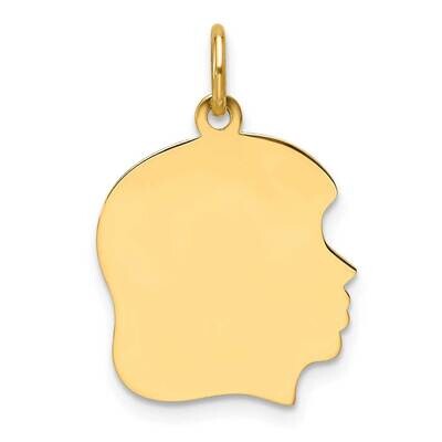 Plain Medium .011 Gauge Facing Right Engravable Girl Head Charm 14k Gold XM662/11, MPN: XM662/11,