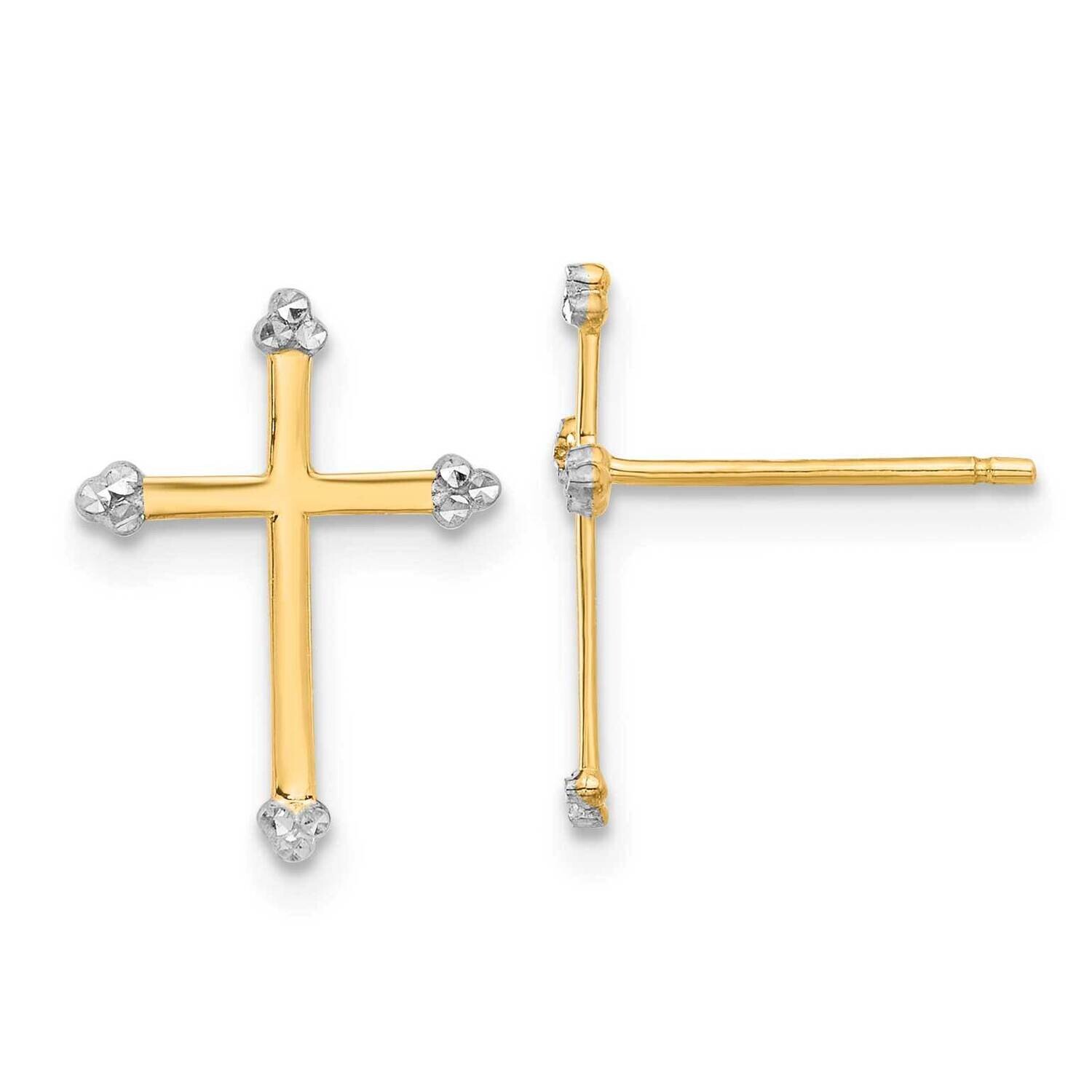 Diamond-Cut Cross Post Earrings 14k Gold White Rhodium  TF2374, MPN: TF2374,