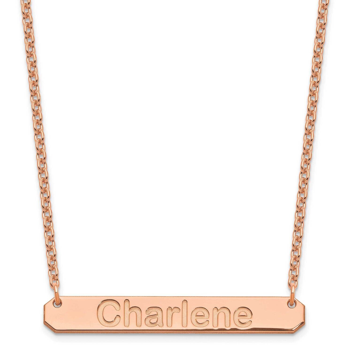 Rose-Plated Medium Polished Arial Rounded Bar Necklace Sterling Silver XNA1237RP, MPN: XNA1237RP,